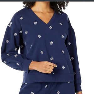 Draper James cotton soft knit floral embroidered sweatshirt